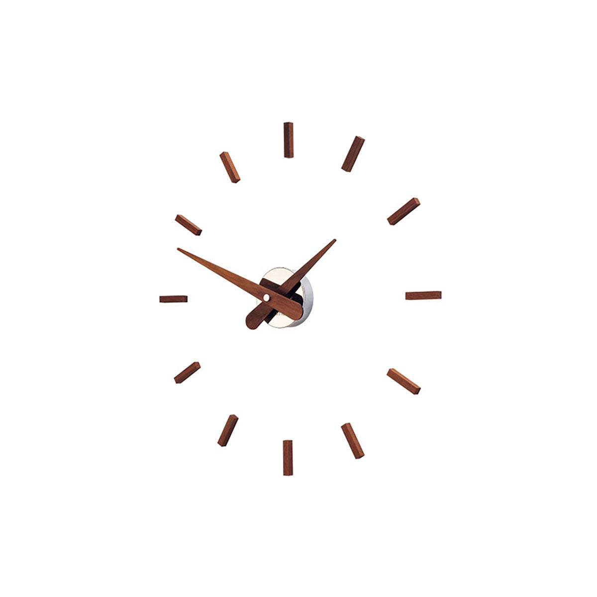 Sunset Wall Clock: Walnut + Chromed Brass