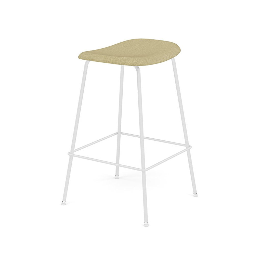 Fiber Bar + Counter Stool: Tube Base + Upholstered + Counter + White